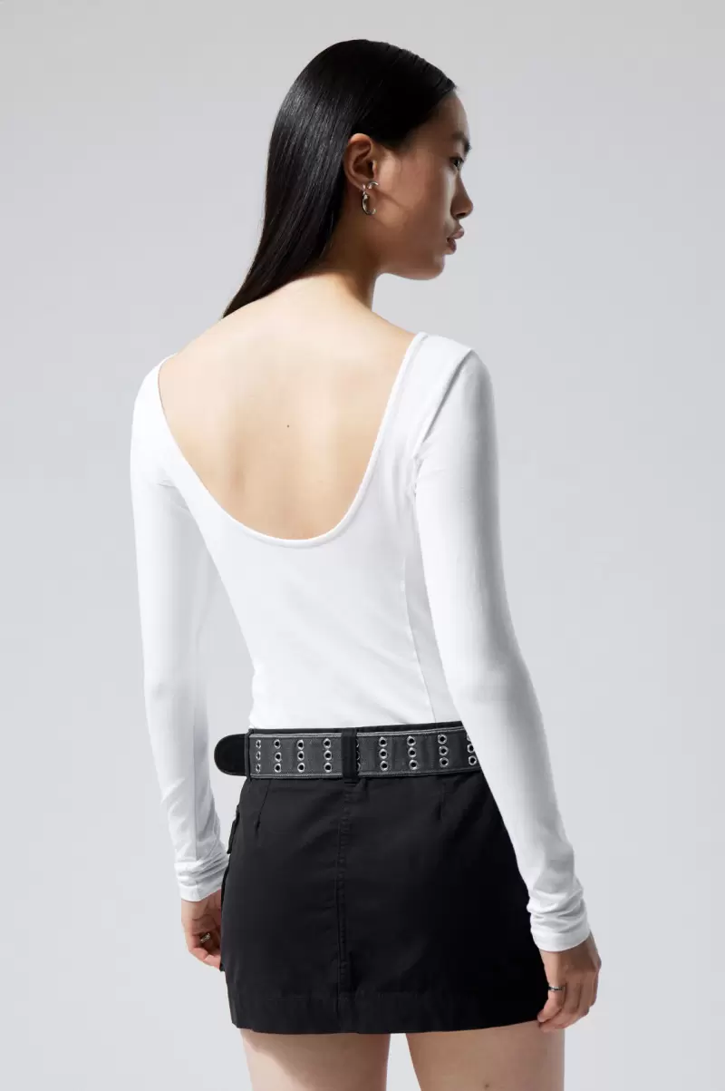 Damen Week Day Langarmtop Mit Tiefem Rückenausschnitt T-Shirts & Tops Weiß Material - 3