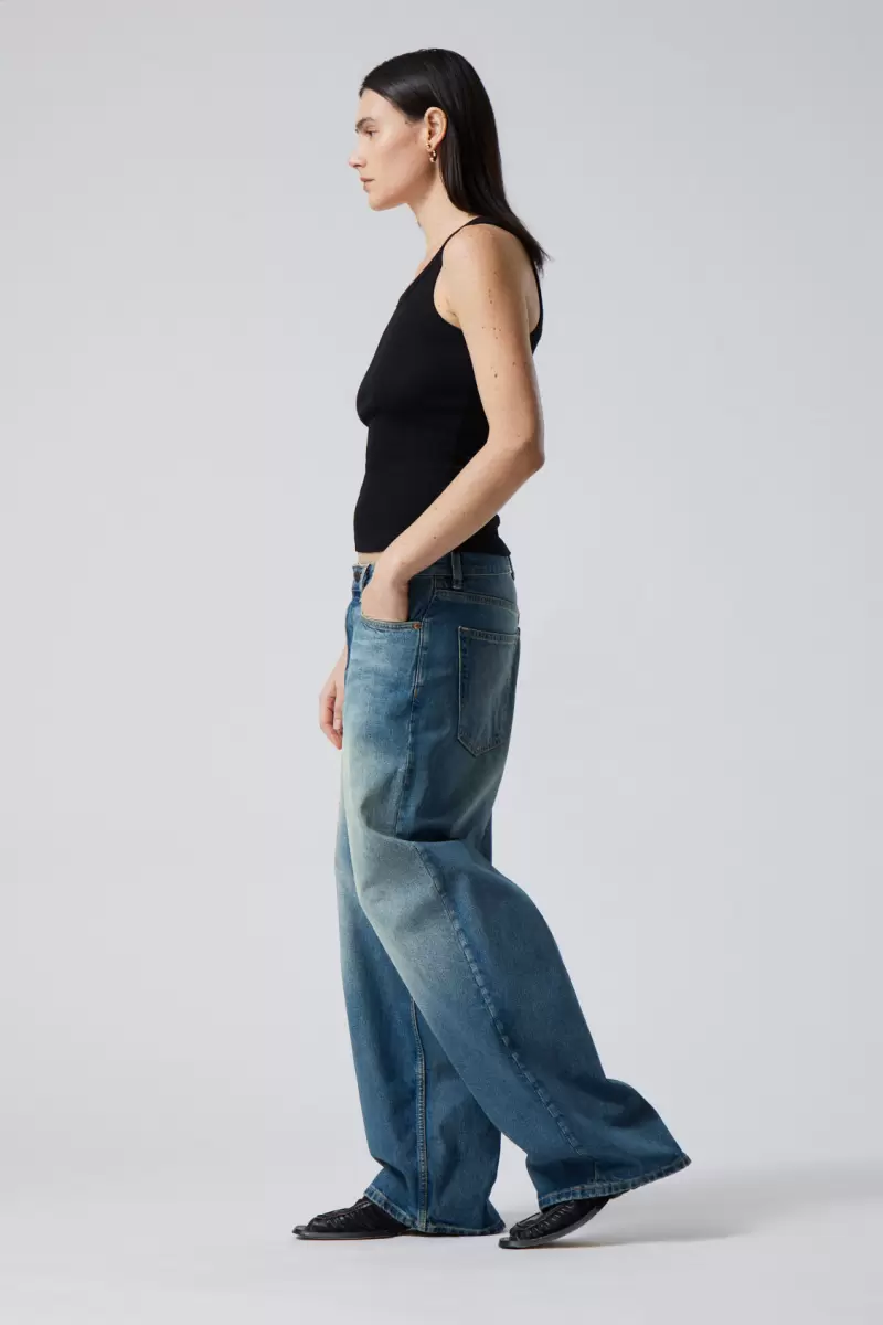 Jeans Haltbarkeit Week Day Damen Lockere Baggy-Jeans Astro Seventeen-Blau - 3