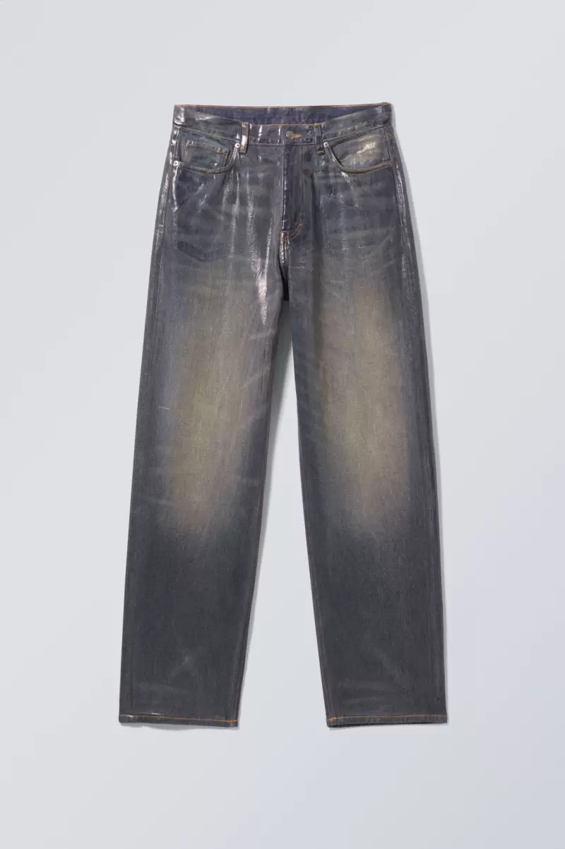 Week Day Damen Coated Dusty Blue Jeans Lockere Beschichtete Jeans Galaxy Rabattkarte - 4
