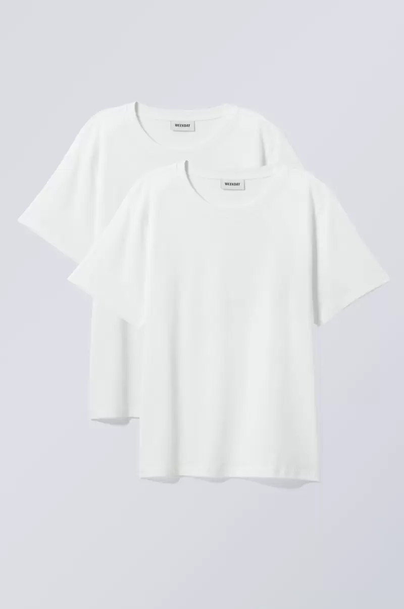 Weiß Damen 2Er-Pack Essence Standard-T-Shirt Basics Effizienz Week Day