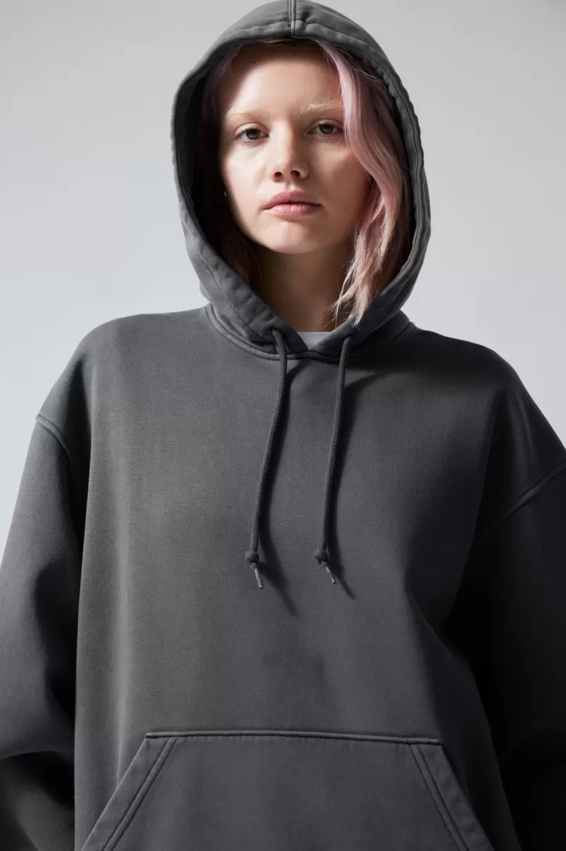 Speichern Kapuzenpullover & Sweatshirts Verwaschenes Grau Damen Week Day Essence Oversized-Hoodie In Washed-Optik