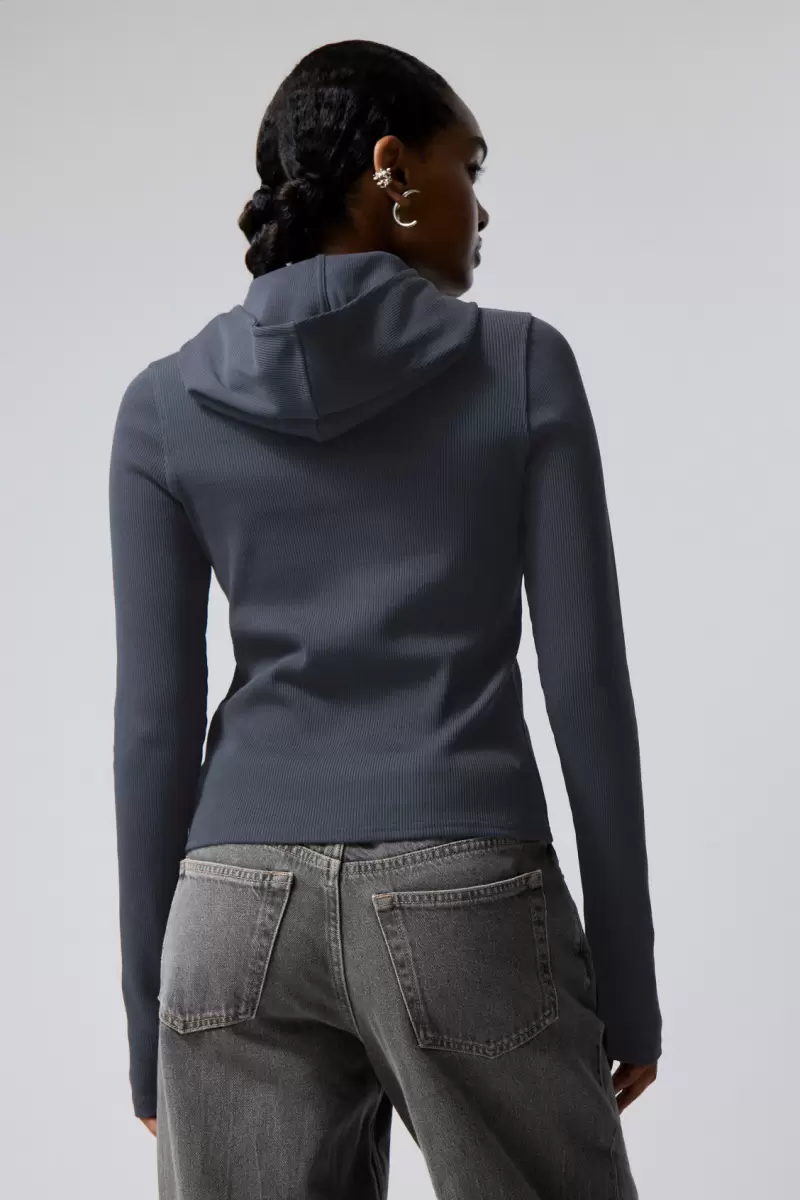 Damen Week Day Enger Kapuzenpullover Mit Reißverschluss Mode Schwarz Kapuzenpullover & Sweatshirts - 3