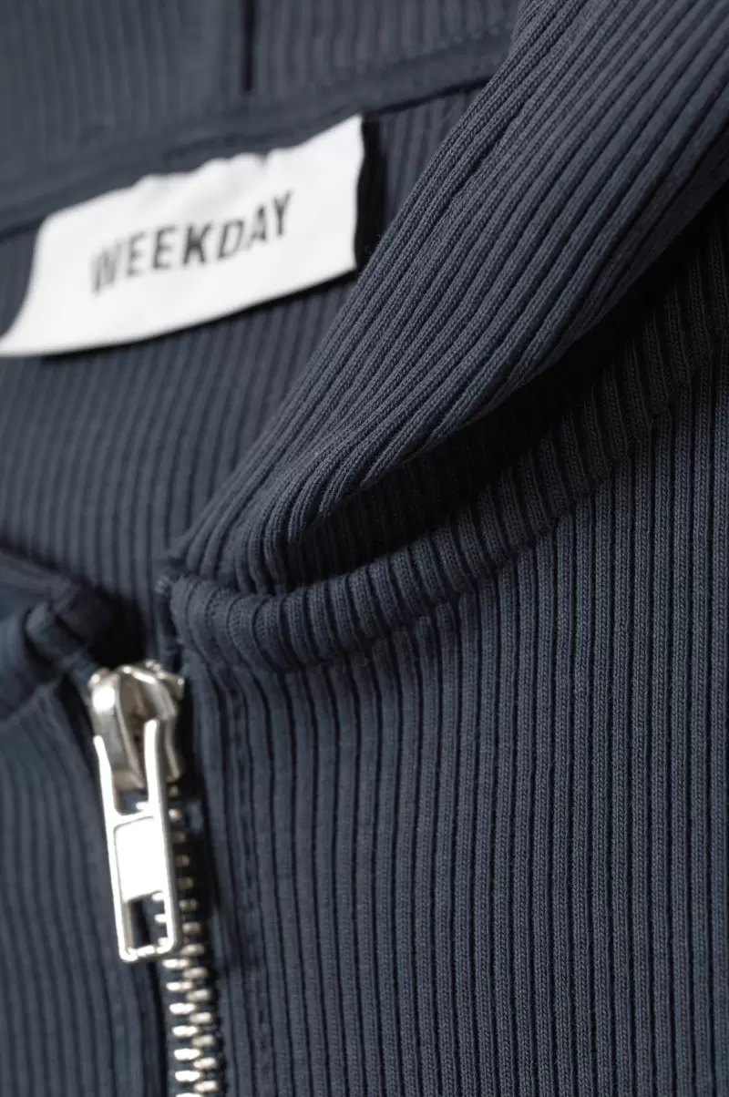 Damen Week Day Enger Kapuzenpullover Mit Reißverschluss Mode Schwarz Kapuzenpullover & Sweatshirts - 4