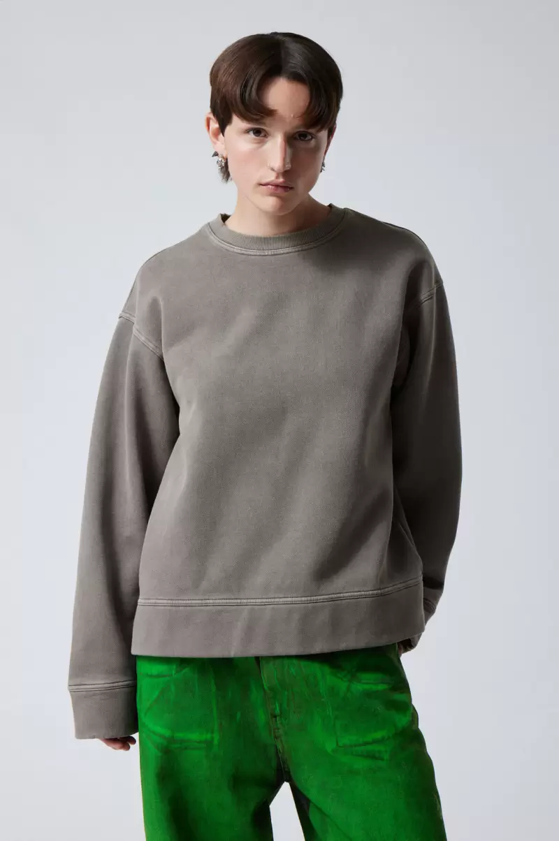 Damen Schweres Oversized-Sweatshirt Kapuzenpullover & Sweatshirts Verwaschenes Grau Werbung Week Day - 1