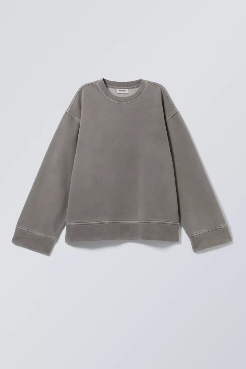 Damen Schweres Oversized-Sweatshirt Kapuzenpullover & Sweatshirts Verwaschenes Grau Werbung Week Day - 2