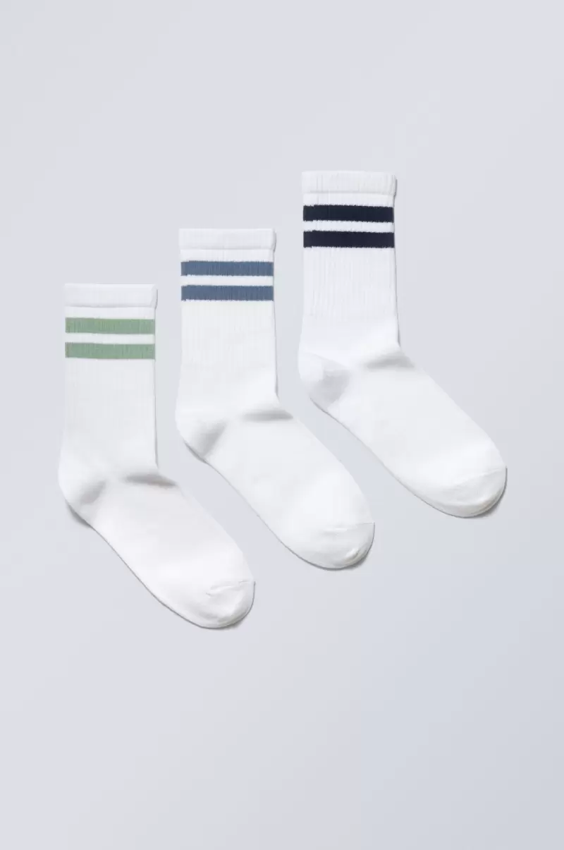 Kaufen Socken Week Day Schwarz/Blau/Grün Gestreift Gestreifte Socken Eleven 3Er-Pack Damen
