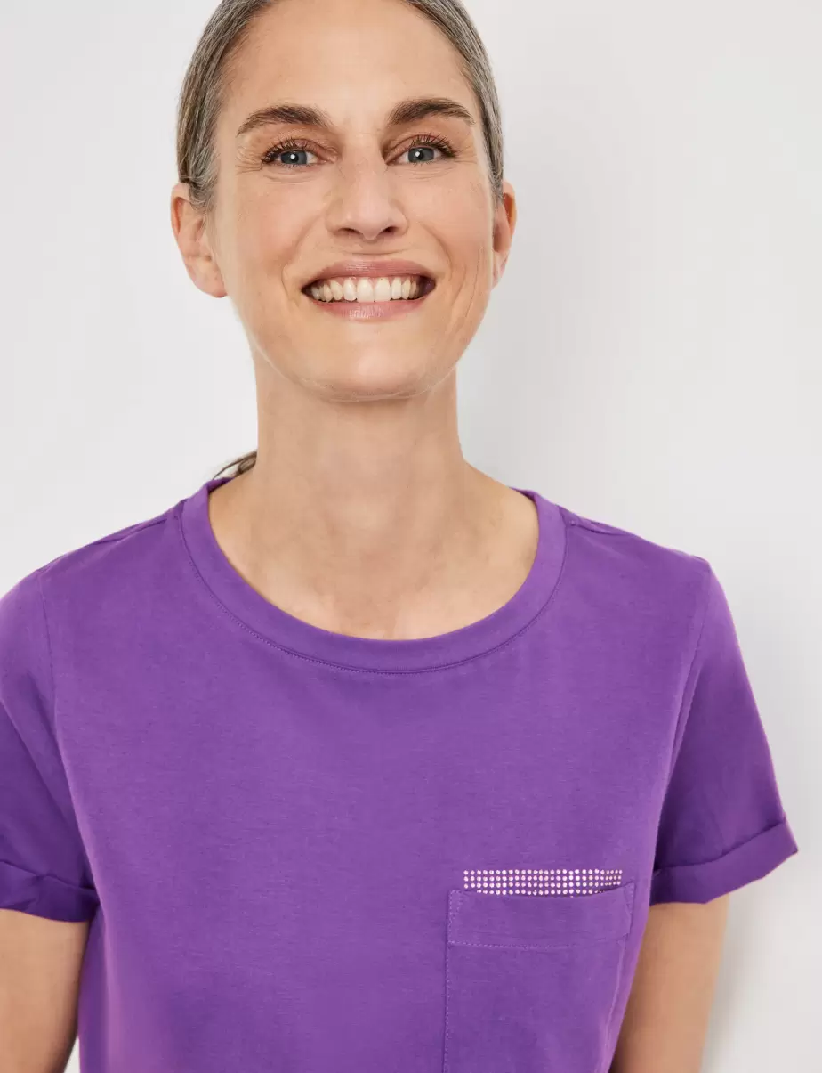 Damen Purple T-Shirt Mit Steinchendekor Samoon Taifun Gerry Weber T-Shirts - 3