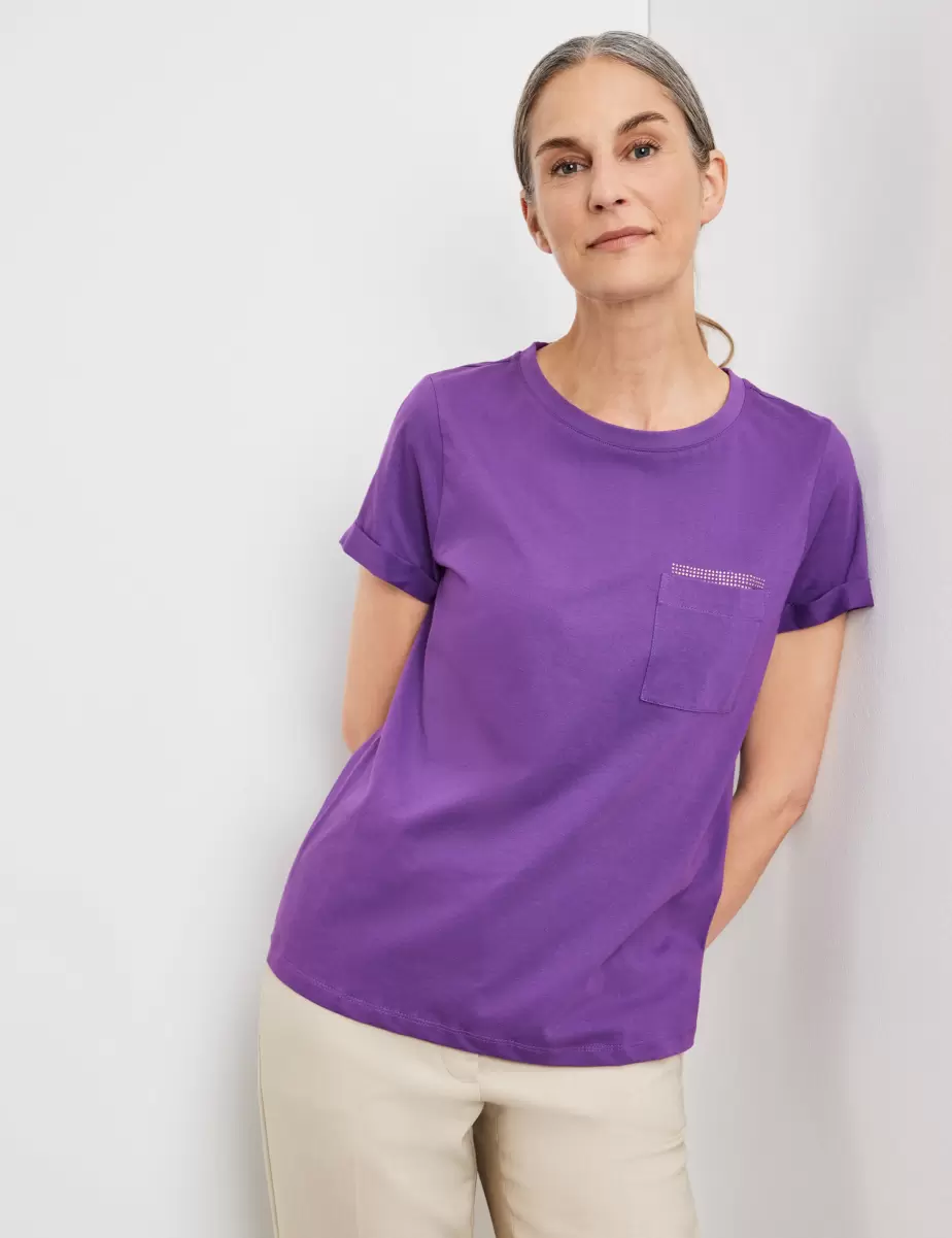 Damen Purple T-Shirt Mit Steinchendekor Samoon Taifun Gerry Weber T-Shirts - 4