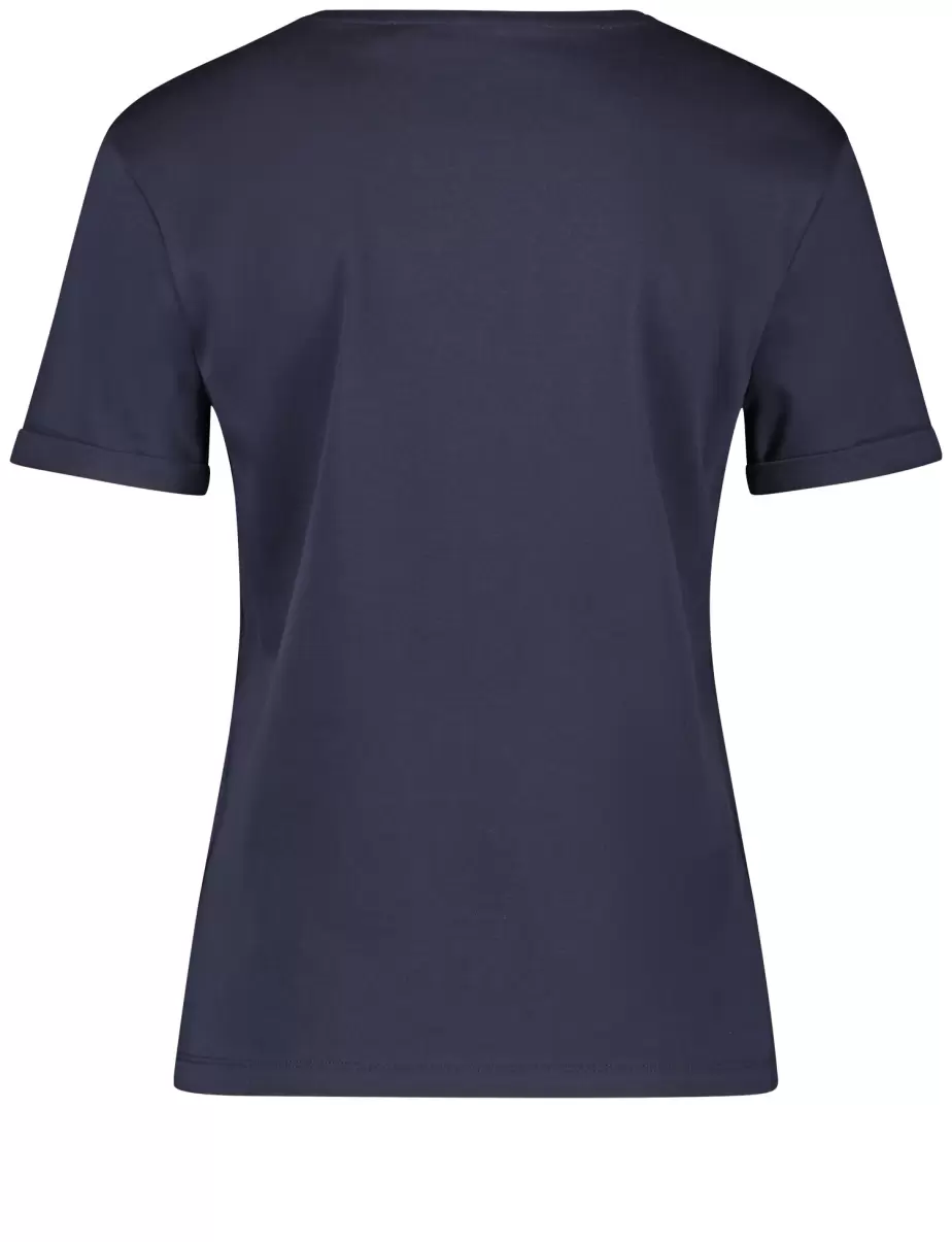Schlichtes T-Shirt Mit Logostickerei T-Shirts Samoon Taifun Gerry Weber Navy Damen - 2