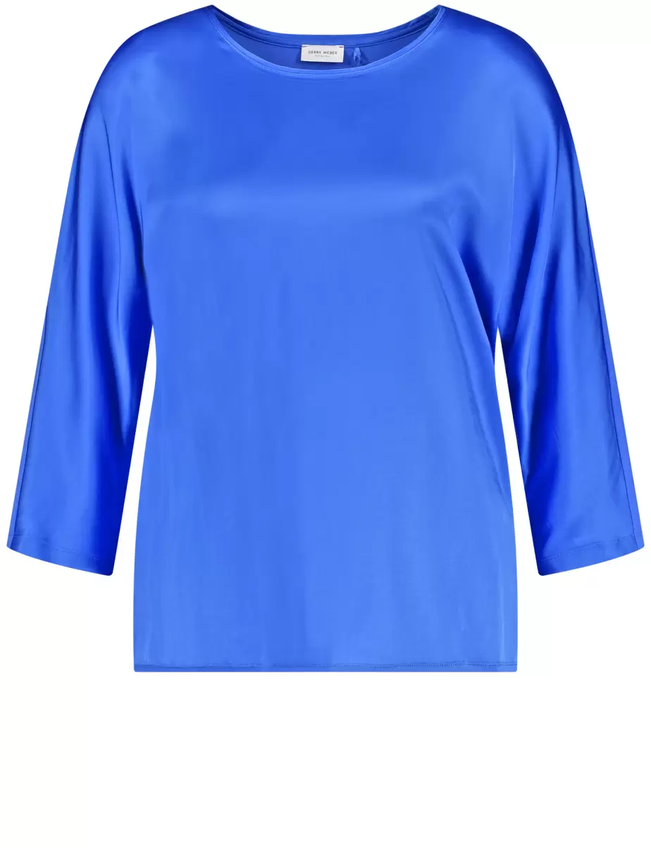 Bright Blue Leicht Glänzendes 3/4 Arm Shirt Mit Material-Patch Samoon Taifun Gerry Weber Blusenshirts Damen - 1
