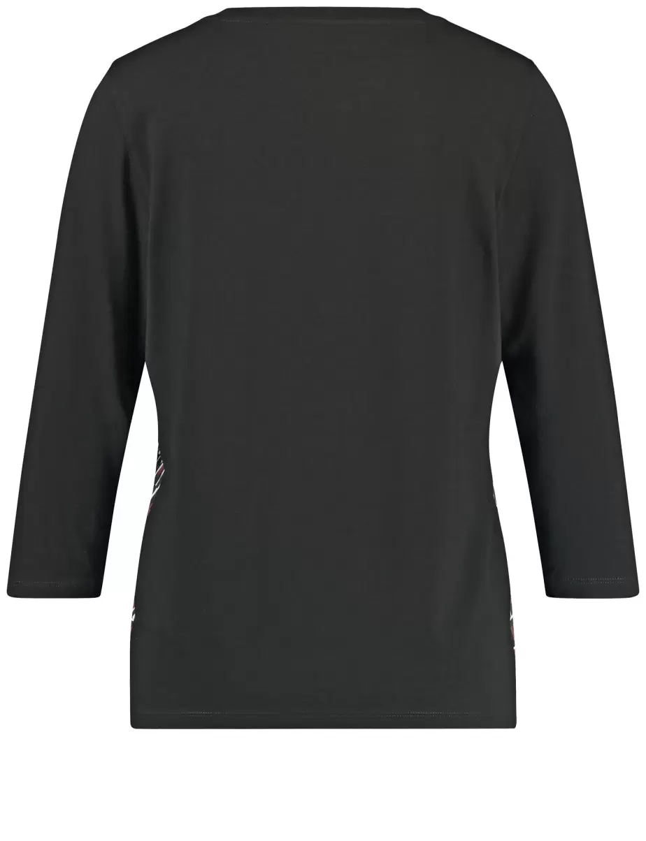 Rot/Orange/Schwarz Druck Gemustertes 3/4 Arm Shirt Mit Material-Patch Samoon Taifun Gerry Weber Damen Blusenshirts - 2