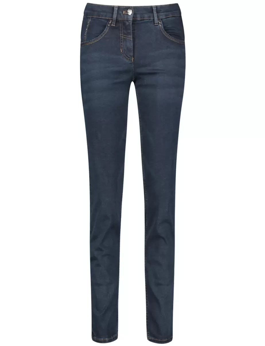 Damen Samoon Taifun Gerry Weber Jeans Best4Me Slim Fit Jeans Dark Blue Denim - 1