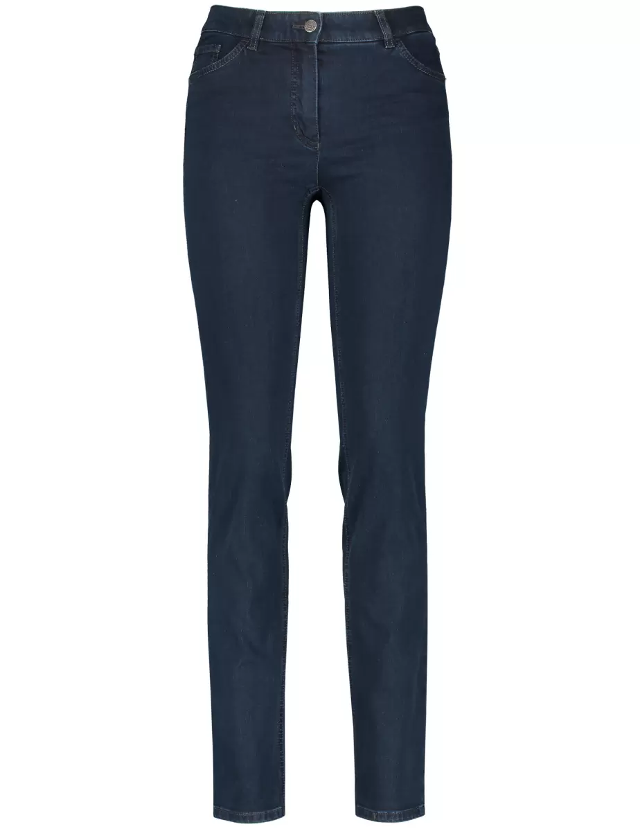 Dark Blue Denim Jeans 5-Pocket Jeans Straight Fit Kurzgröße Samoon Taifun Gerry Weber Damen - 1