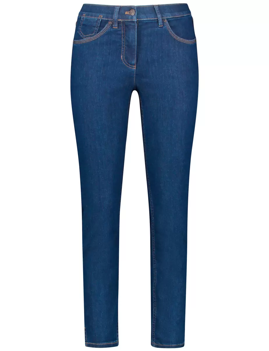 Samoon Taifun Gerry Weber Jeans Damen 5-Pocket Jeans Best4Me Cropped Blue Denim - 1