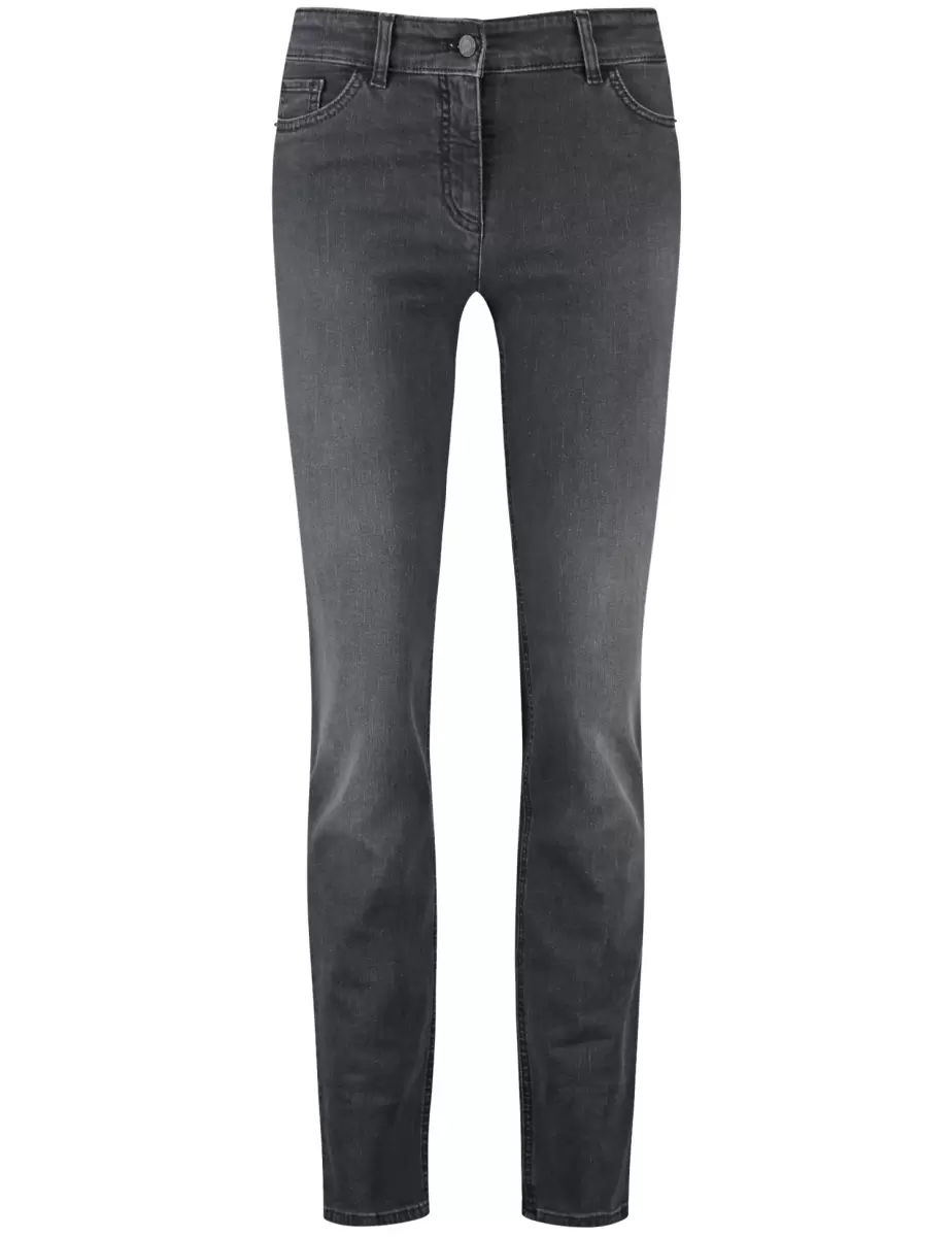 Damen Jeans Grey Denim Samoon Taifun Gerry Weber 5-Pocket Jeans Straight Fit Kurzgröße - 1