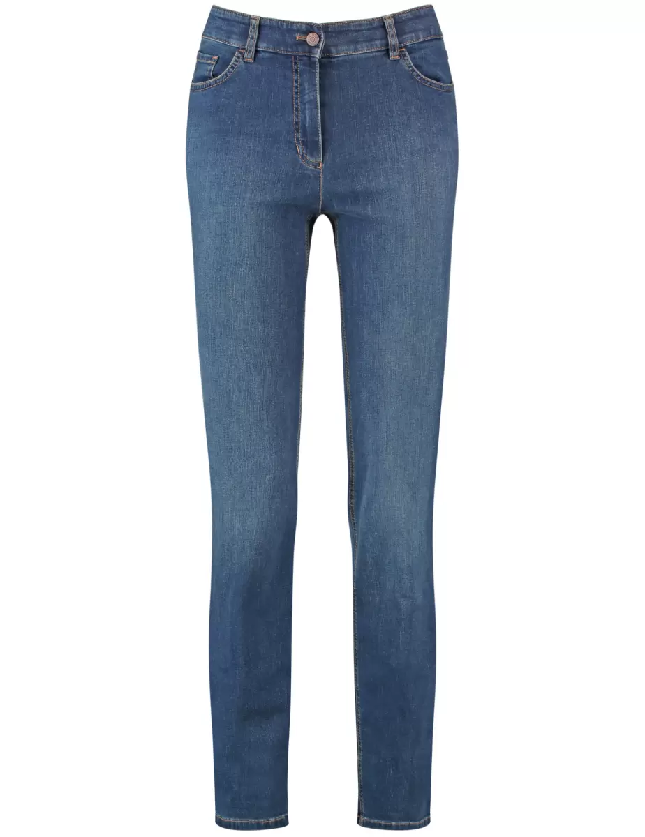 Damen 5-Pocket Jeans Straight Fit Samoon Taifun Gerry Weber Dark Blue Denim Mit Use Jeans - 1