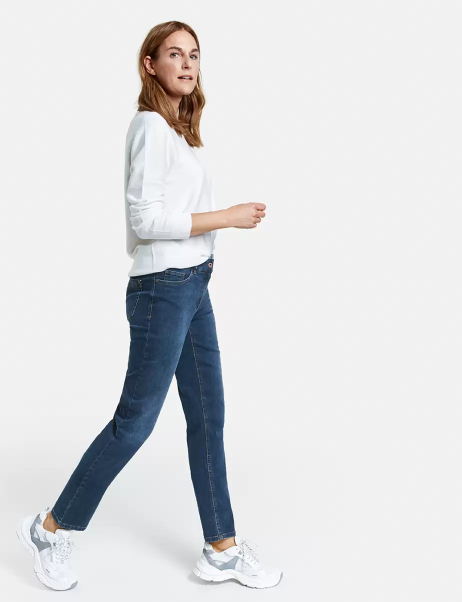 Damen 5-Pocket Jeans Straight Fit Samoon Taifun Gerry Weber Dark Blue Denim Mit Use Jeans - 4