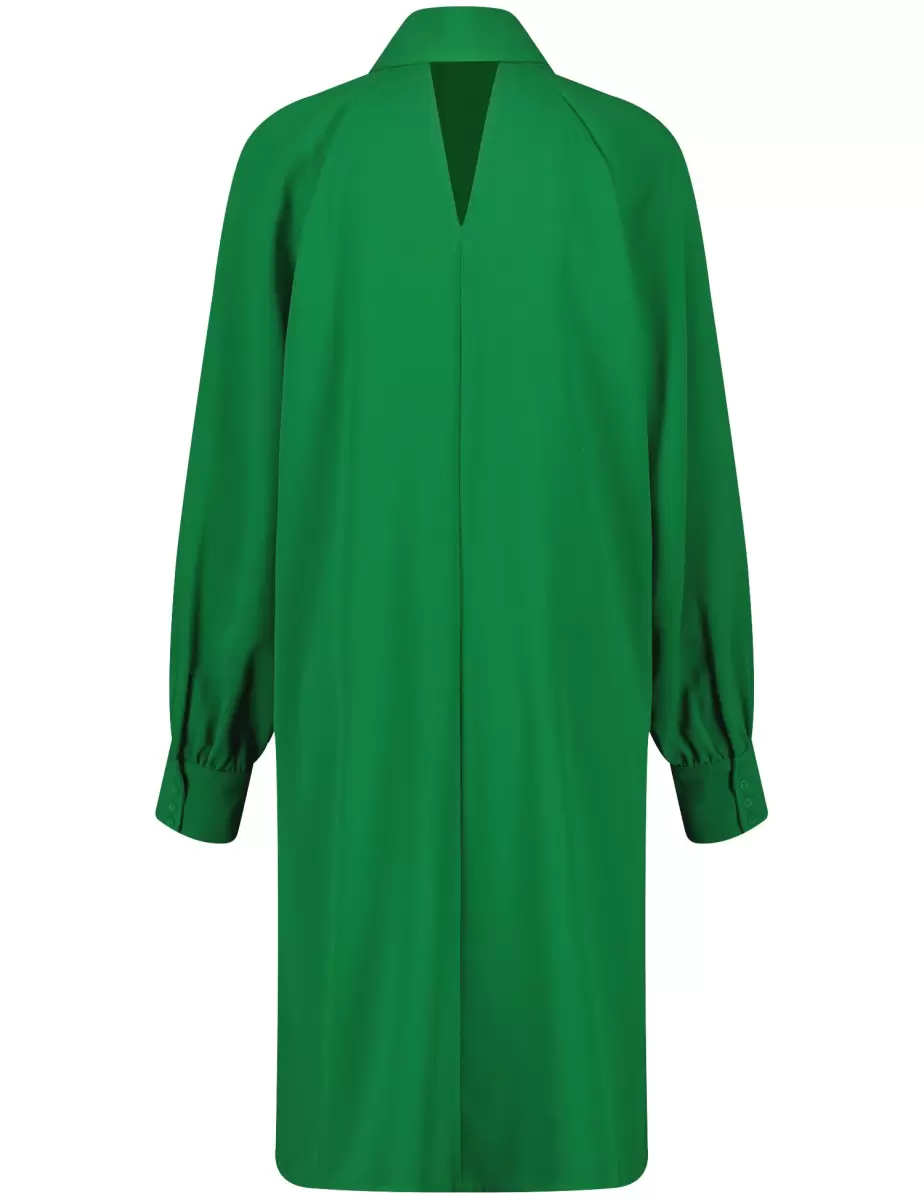 Bright Green Damen Fließendes Kleid Mit Schleifenkragen Und Leichten Ballonärmeln Knieumspielende Kleider Samoon Taifun Gerry Weber - 2