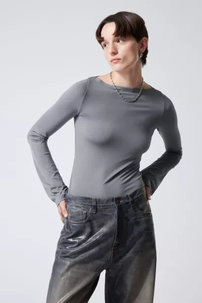 Week Day Langarmshirt Mit U-Boot-Ausschnitt Annie Damen T-Shirts & Tops Produkt Schwarz