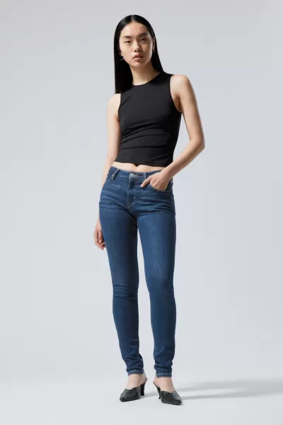 Jeans Skinny Jeans Spare Mit Mittelhohem Bund Billig Damen Schwarze Rinse-Waschung Week Day
