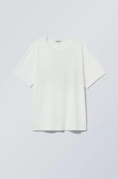 Popularität Week Day Basics Damen Kastiges T-Shirt In Relaxter Passform Weiß