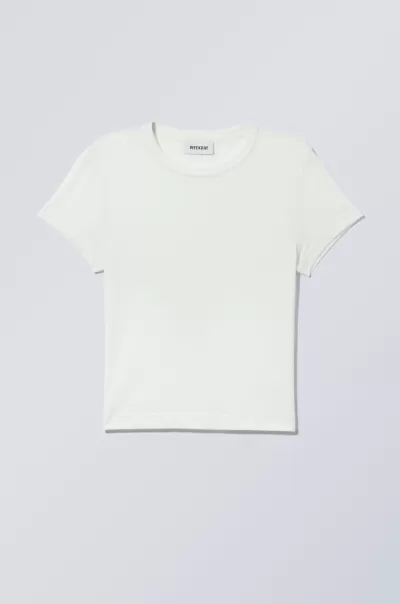 Week Day Weiß Damen Körpernahes T-Shirt Basics Eleganz