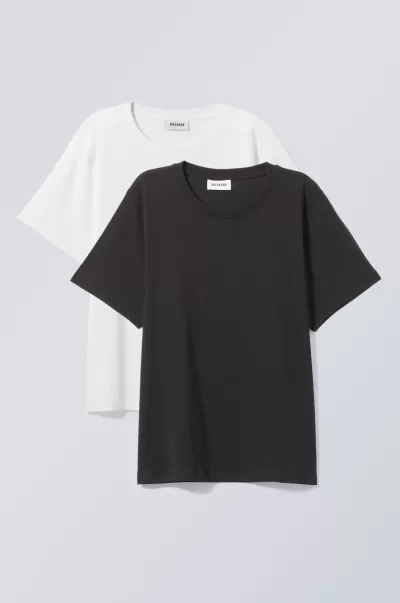 Basics Week Day Innovation Weiß Damen 2Er-Pack Essence Standard-T-Shirt