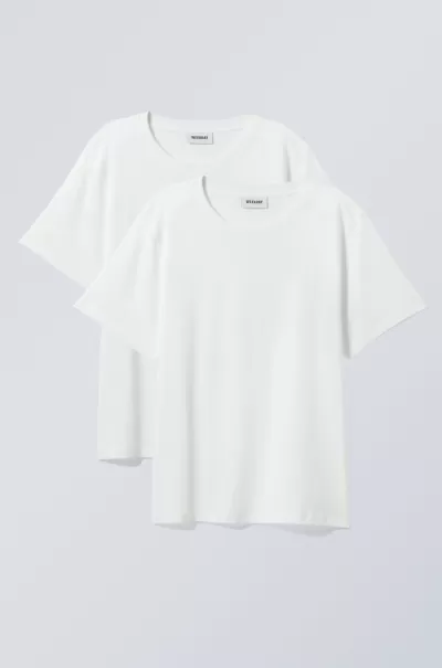 Weiß Damen 2Er-Pack Essence Standard-T-Shirt Basics Effizienz Week Day