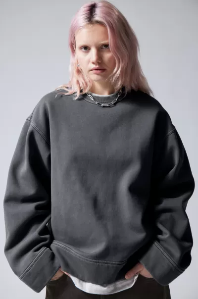 Kapuzenpullover & Sweatshirts Schweres Oversized-Sweatshirt Week Day Produkt Verwaschenes Grau Damen