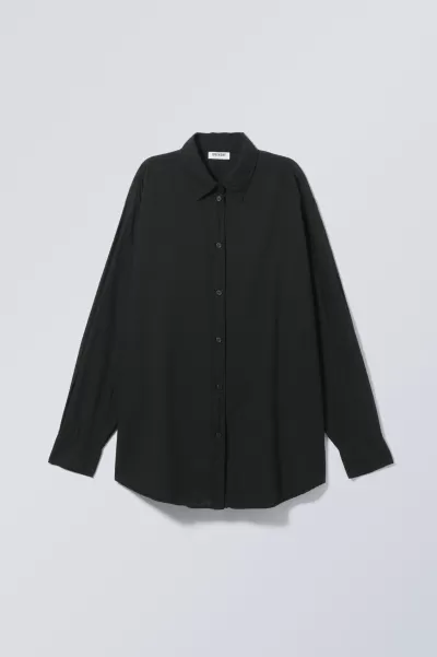 Damen Week Day Hemd Aus Baumwoll-Voile Jody Exportieren Schwarz Hemden & Blusen