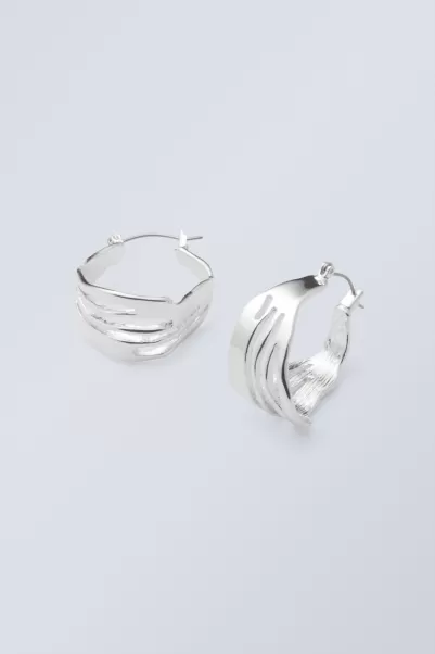 Das Günstigste Accessoires Week Day Silberfarben Hoop-Ohrringe Motion Damen