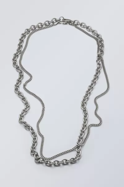 Accessoires Halsketten-Set Uno Damen Silberfarben Kampagne Week Day