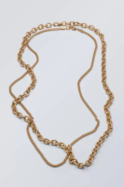 Angebot Damen Goldfarben Halsketten-Set Uno Accessoires Week Day
