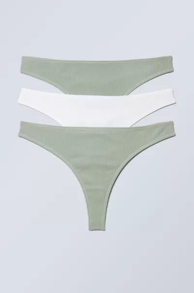 Handhabung Grün/Weiß Week Day 3Er-Pack Rippstricktanga Nina Damen Wäsche 4 Für 3