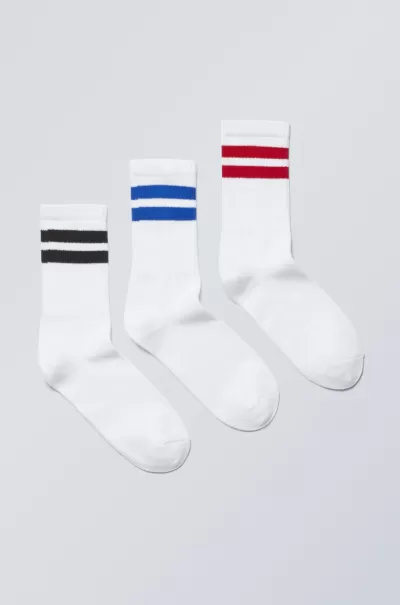 Wartungsfreundlich Damen Week Day Schwarz/Blau/Grün Gestreift Gestreifte Socken Eleven 3Er-Pack Socken