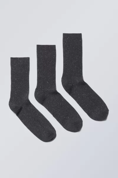 Gerippte Socken Mit Farbsprenkeln, 3Er-Pack Sonderangebot Week Day Herren Socken Grün