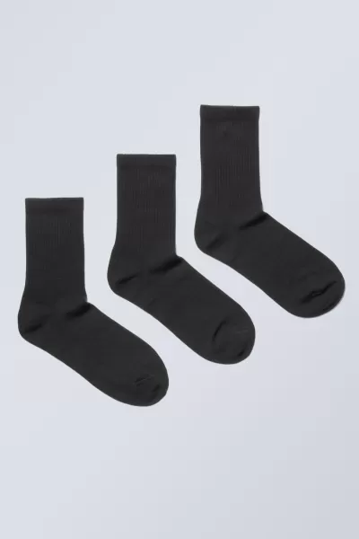 Herren Week Day Effizienz Socken Schwarz Sportsocken 3Er-Pack