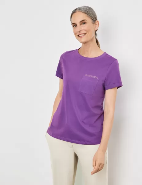Damen Purple T-Shirt Mit Steinchendekor Samoon Taifun Gerry Weber T-Shirts